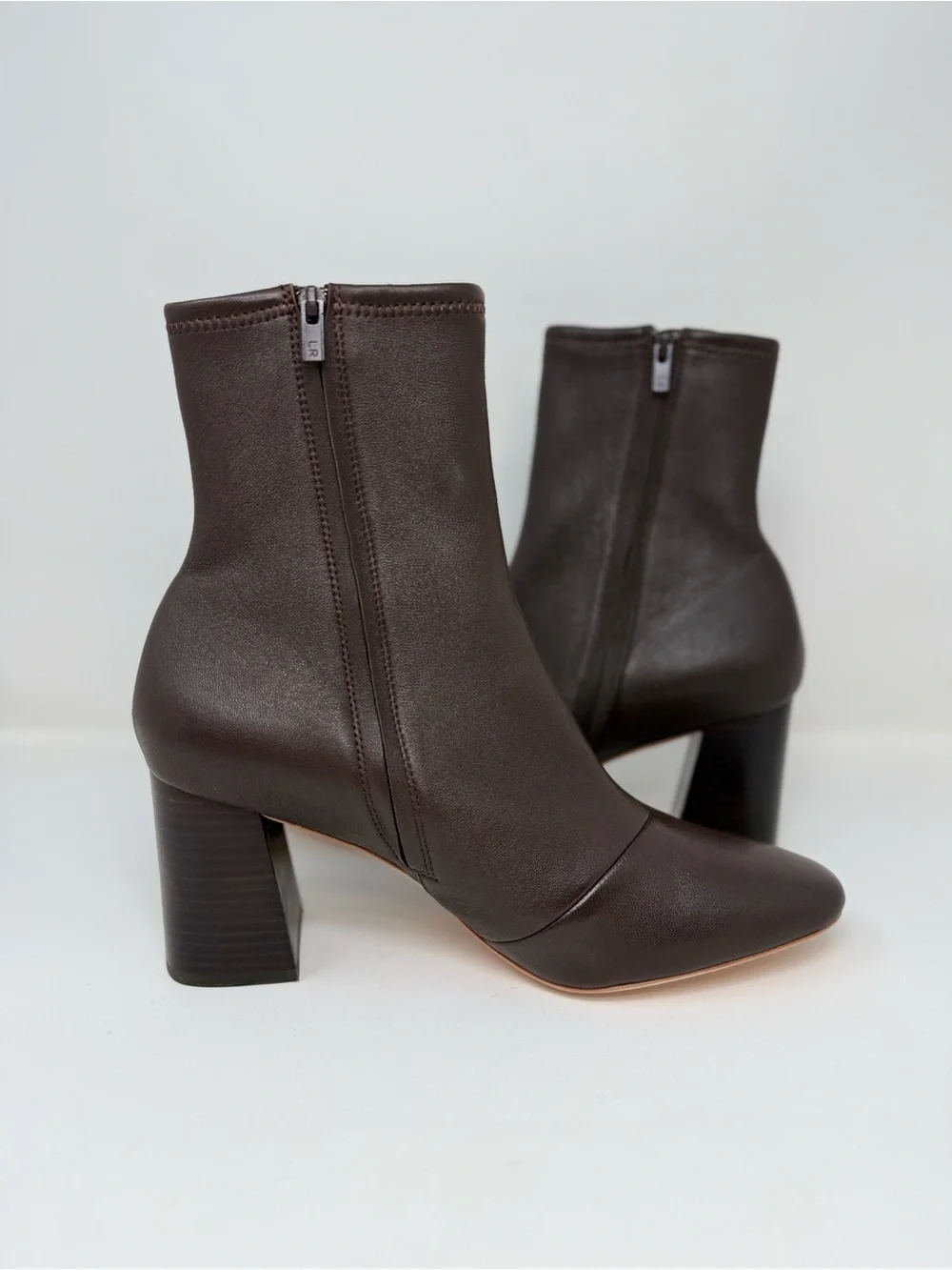 New Loeffler Randall Elise Brown Leather Stretch Bootie Sz 9.5